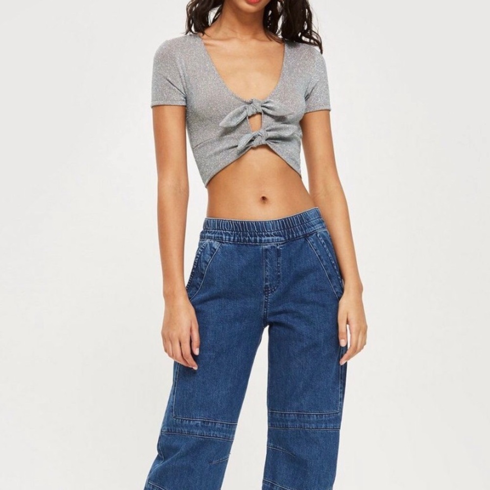 🔥NWT! Topshop Crop Knot Sparkle Top